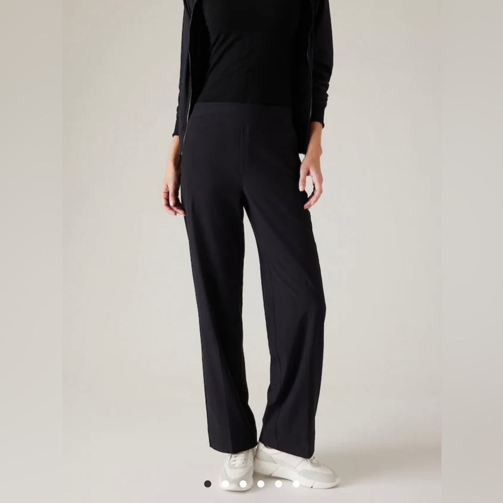 NWT Athleta Brooklyn Heights High Rise Wide Trouser // Black #658449